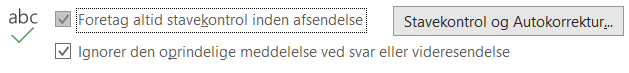 Outlook - brug af stavekontrol