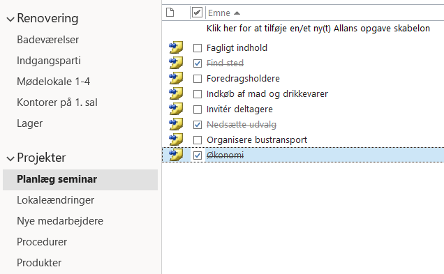 Outlook - emner