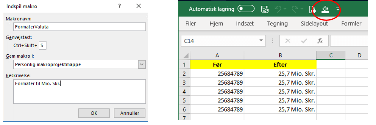 Excel VBA Makro eksempel