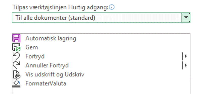 Excel VBA værktøjslinjen