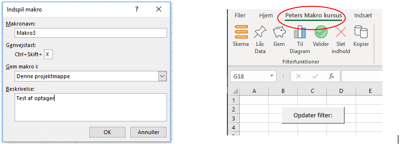 Excel VBA Aktivering af Macro