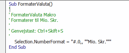 Excel VBA simpel kode fra Makro optager