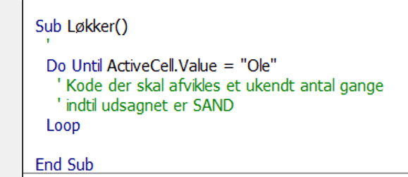 Løkker i VBA loops