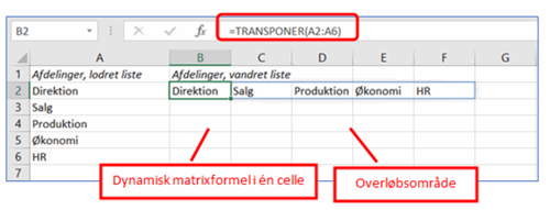 Excel dynamiske matrixformel 2 1