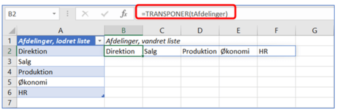 Excel dynamiske matrixformel 2 2