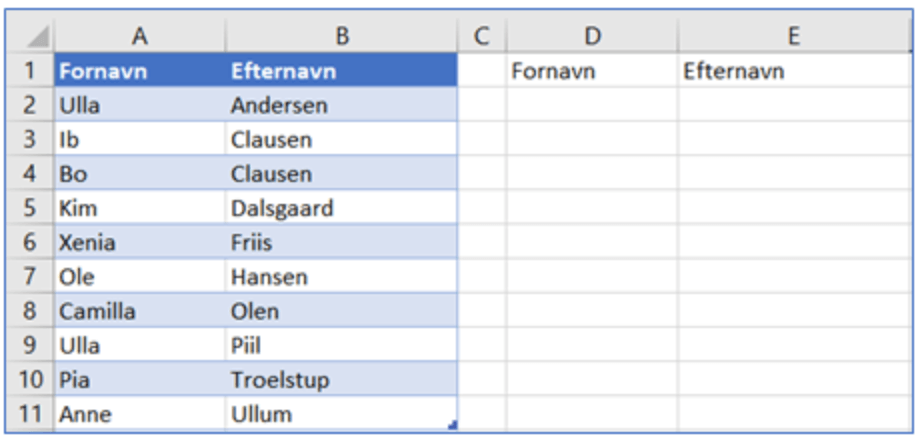 Excel dynamiske matrixformel 3 1