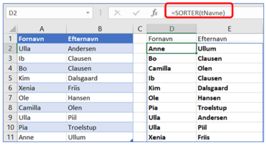 Excel dynamiske matrixformel 3 2