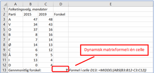 Excel dynamiske matrixformel 1 2