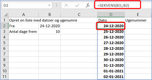 Dynamiske Excel matrixformler - Del 2 - Sekvens - 2