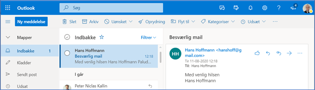 De mails komme tilbage fra udsat mappen som ulæst