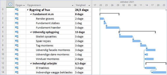 Microsoft Project Gantt diagram