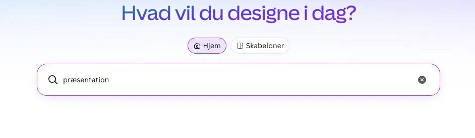 Søg efter præsentation i Canva