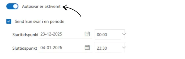 Aktiver autosvar i outlook