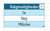 Dataliste i excel