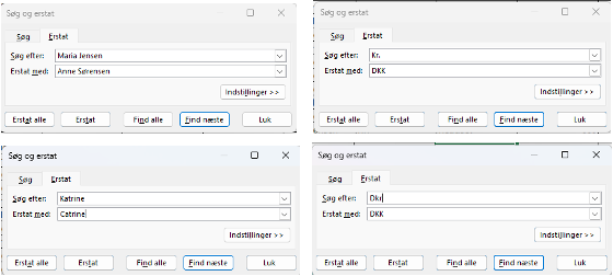 Søg og erstat oversigt i excel