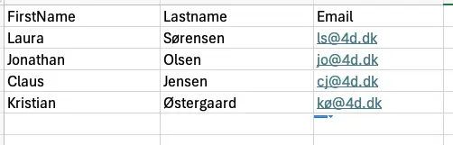 Modtagerliste i Excel