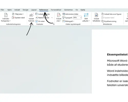 Klik på fodnoter under referencer
