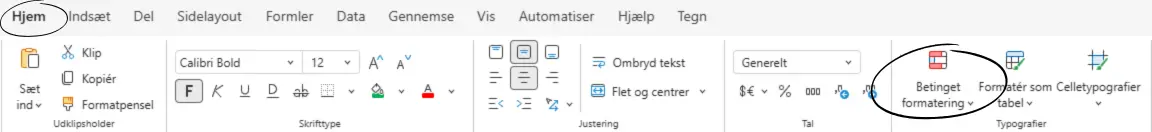 Åbn betinget formatering
