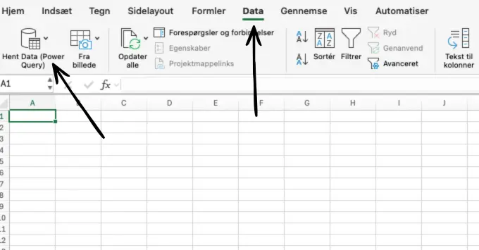 Find Power Query under data i Excel